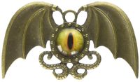 Solid Oak Steampunk Metal Pendant 1/Pkg-Dragon Eye Winged