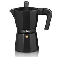 Yabano Stovetop Espresso Maker, 6 Cups Moka Coffee Pot Italian Espresso for Gas or Electric Ceramic Stovetop, Italian Coffee maker for Cappuccino or Latte, Black