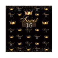 DORCEV 16th Happy Birthday Backdrop Kids 16th Birthday Party Background Shiny Golden Crown 16th Boys Girls Kids Birthday Video Photo Studio Props