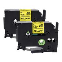 Markurlife Office Labeling Tape Black on Yellow 9mm for P-Touch Printer, Compatible with Laminated tze Label Tape Brother TZe S621 TZ-S621 TZe-S621, 3/8 Inch Size, 2 Packs