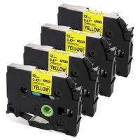 Airmall 4 Pack Compatible with TZ TZe Label Tape, Black on Yellow, 12mm 0.47 Inch, for TZ-631 TZe-631 to use with P-Touch PT-D600 PT-D600VP PT-H110 PT-D210 Label Maker (0.47 Inches x 26.2 feet)