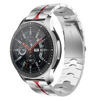 RABUZI Compatible for Samsung Galaxy Watch 46mm Bands,22mm Enamel Process Stainless Steel Metal Watch Strap Compatible Samsung Gear S3 Frontier/Classic Smartwatch,Silver+Red Enamel Process