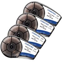 Aken Compatible M21-500-595-WT High Adhesion Vinyl Film Label Tape, 1/2" Black on White Labels for Brady BMP21-PLUS, IDPAL, and LABPAL Label Printers, 21' ( 6.4m ) Length, 0.5"( 12.7mm) Width, 4-Pack