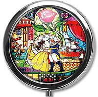 Hanbalin - Beauty and The Beast Custom Round Silver Pill Box Pocket 2.1 inches Medicine Tablet Holder Organizer Case for Purse