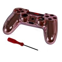 Timorn Replacement Chrome Plating Housing Shell Parts Case Kit Cover for PS4 Controller DualShock 4, Rose red