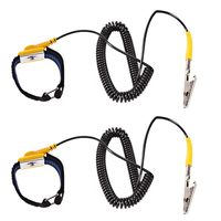 Feeko Anti Static Wrist Band, Reusable Anti Static Wristband Alligator Clip Detachable Extra Long Coiled Grounding Bracelet Protects Your PC Or Electronic Device from Static Electricity Yellow