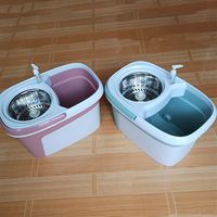 SHPING Mops Rotating mop, 360 degree free rotation, dual drive, wet and dry, stainless steel telescopic rod, no need to hand wash, clean the office floor (Color : Light pink)