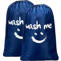 HOMEST 2 Pack XL Wash Me Travel Laundry Bag, Machine Washable Dirty Clothes Organizer, Large Enough to Hold 4 Loads of Laundry, Easy Fit a Laundry Hamper or Basket, Navy Blue