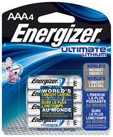 Energizer Ultimate Lithium AAA Batteries, World’s Longest-Lasting AAA Battery in High-Tech Devices (4 Pack)