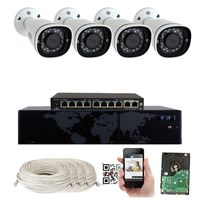 8 Channel 4K NVR 8 Megapixel H.265 4K Security Camera System, 4 Built-in Microphone Audio Recording HD 2160P 4K IP PoE Bullet Cameras, QR-Code Connection