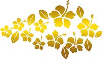 hawaii tropical hibiscus flowers (METALLIC GOLD) (Set of 2) Premium Waterproof Vinyl Decal Stickers for Laptop MacBook Phone Tablet Helmet Car Window Bumper Mug Tuber Cup Door Wall Decoration