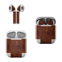 Skin Decals for Apple AirPods - Dark Burlwood - Sticker Wrap Fits 1st and 2nd Generation