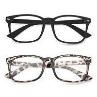 Blue Light Blocking Glasses Square Frame- Sleep Better, Reduce Eyestrain & Fatigue When Gaming, Tablet/Phone Reading, TV (Matte Black and Leopard)