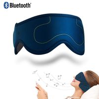 AMUOUZI Wireless Bluetooth Music Eye Mask with Stereo Speakers Sleeping Headphones Noise Cancelling Perfect for Air Travel, Meditation, Relaxation and Insomnia (Navy Blue)