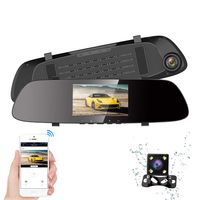 HQBKING Mirror Dash Cam Backup Camera 4.3" TFT LCD Stream Media Dual Lens Full HD Reverse Camera,1080P 170°Front and 140°Wide Angle Rear View Camera，24H Parking,SOS,WDR,G-Sensor,Motion Detection