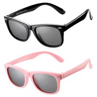 AZORB Kids Polarized Sunglasses TPEE Rubber Flexible Frame for Boys Girls Age 3-10, 100% UV Protection (Black Frame + ALL Pink)