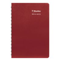 Blueline DuraGlobe Weekly Academic Planner, July 2014 - July 2015, Twin-Wire Binding, Soft Red Cover, Sugarcane Based Paper, 8 x 5 inches, 1 Planner (CA215.23T-15)