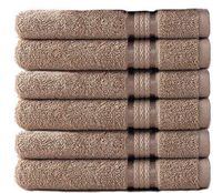 COTTON CRAFT - 6 Pack - Ultra Soft Extra Large Hand Towels 16x28 Linen - 100% Pure Ringspun Cotton - Luxurious Rayon Trim - Ideal for Daily Use - Each Towel Weighs 6 Ounces
