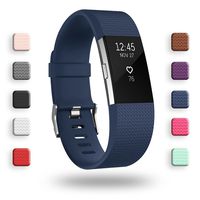 POY Replacement Bands Compatible for Fitbit Charge 2, Classic Edition Adjustable Sport Wristbands, Small Navy