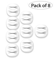 (Pack of 8) BELUGA Cable Clips, Cord Keeper, Cord Management System with 3M Adhesive, Desktop Cable Organizer & Computer, Electrical, Charging or Mouse Cord Holder (White)