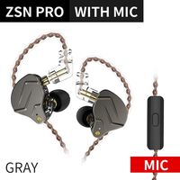 KZ ZSN Pro Headphones Balanced Armature Wired Earphones 1BA 1DD 3.5mm HiFi in Ear Earbuds Noise Canceling Earphone(Grey, with MIC)