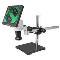 BoliOptics LED Video Zoom Microscope, 10 inch Monitor, Reversible Black/White Stage Plate, E-Arm Boom Stand for Industrial Inspection MV02010203