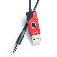 TUNAI Firefly Chat Bluetooth Receiver - World's Smallest Wireless Audio Bluetooth Adapter with 1/8" AUX for Car/Home Stereo Music Streaming & Hands-Free Calls - Auto On, No Need to Charge (Red)