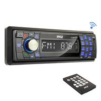 Pyle Bluetooth Marine Stereo Radio - Waterproof/Weather Proof Single DIN 12v Boat Receiver with Digital LCD, RCA, MP3 / USB Reader, AM FM Radio - Wiring Harness, Remote Control - PLMR17BTB (Black)