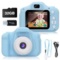 NEZA Gifts for Boys Age 3 4 5 6 7 8, 2019 Christmas Kids Digital Camera,Toys for Boys 4 5 6 7 8 Year Old,12MP HD Camcorders,Blue(32GB SD Card Included)