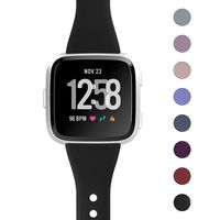 Jobese Bands Compatible with Fitbit Versa/Versa Lite/SE, Slim Soft Silicone Replacement Straps Accessories Wristbands Women Men, Black, Large