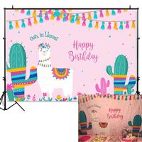 Mehofoto oh La Llama Backdrop Llama Birthday Llama Fun Photography Background 7x5ft Vinyl Pink Llama Baby Shower Llama Party Banner Backdrops