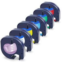 Replacement for DYMO Letratag Refills 12mm x 4m Plastic Clear/White/Yellow/Red/Blue/Green Label Tape Compatible with DYMO LT-100H, 6 Combo Pack
