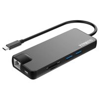 USB C Hub, 8 in 1 Hub HDMI 4K Adapter with Gigabit LAN, 2 USB 3.0, Type-C Charging Port, SD/Micro Card Readers USB Adapter for MacBook Pro, Google Chromebook 2016 (Space Gray) (Gray)