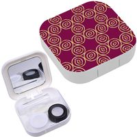 Portable Contact Lens Case Box Travel Kit Mirror + Bottle + Tweezers Container Holder [ Geometric Gold Color ]