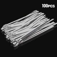 Lucky Monet 100Pcs 17.7" 304 Stainless Steel Grade Metal Self Locking Cable Ties Zip Wraps