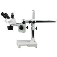 AmScope SW-3T13 Trinocular Stereo Microscope, WH10x Eyepieces, 10X and 30X Magnification, 1X/3X Objective, Single-Arm Boom Stand