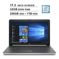 2020 Newest HP Pavilion 17.3 Inch FHD Laptop (Intel Quad-Core i7-8550U up to 4GHz, 32GB DDR4 RAM, 256GB SSD (Boot) + 1TB HDD, AMD Radeon 530 4GB, DVD, WiFi, Bluetooth, HDMI, Windows 10) (Renewed)