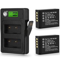 [2-Pack] NP-W126S Battery & LED USB Charger for Fuji XT1 XT2 XT3 XT10 XT20 XT30 X100F XPro1 XPro2 XE2 FinePix HS30EXR HS35EXR HS50EXR XA1 XA2 XA3 X-E1 X-E2S X-M1 fujifilm NP-W126 Battery