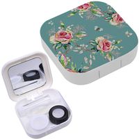 Portable Contact Lens Case Box Travel Kit Mirror + Bottle + Tweezers Container Holder [ Rose Bumble Bee ]