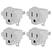 3-2 Prong Adapters Grounding Adapter - JACKYLED 3-Prong to 2-Prong Adapter Converter ETL Listed Fireproof Material 200℃ Resistant Heavy Duty Wall Outlets Plugs for Household Appliances Industrial- 4 pack