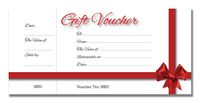 Cherry Red Bow Gift Certificate Cards/Voucher/Gift Coupon Book with Stub, 50pages, Cardstock, 3.9 x 8.3 Inches