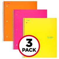 Five Star Spiral Notebooks, 5 Subject, College Ruled Paper, 200 Sheets, 11" x 8-1/2", Orange, Pink, Yellow, 3 Pack (38449)