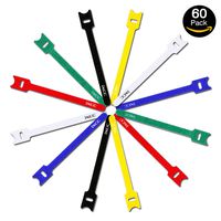 iXCC 60 Packs Reusable Fastening Cable Ties, Wire Straps, Hook and Loop Microfiber Cloth Cord Ties [6-Inch] [Multicolor]
