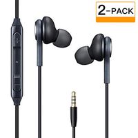 2 Pack Headphones/Earphones/Earbuds,3.5mm Aux Wired in-Ear Headphones with Mic and Remote Control for Samsung Galaxy S9 S8 S7 S6 S5 S4 Edge + Note 4 5 6 7 8 9 and More Android Devices (Black)