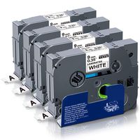 9mm Tz Tape 0.35'' Laminated White, Absonic TZe-221 Tze221 Black on White Labeling Tape Compatible for Brother P-Touch PT-H100 PT-H110 PTD600 PTD400AD PT-D210, 9mm x 8m (3/8in X 26.2ft), 4-Pack