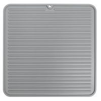 iDesign Lineo Silicone Kitchen Countertop Drying Mat for Pots, Pans, Glassware, Silverware, 12" x 12" x .25" - Gray