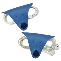 Fox Shaped Cord Keeper (Cord Clam) 2-Pack Handmade by Hide & Drink :: Blue
