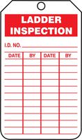 Accuform TRS248CTM PF-Cardstock Inspection & Status Record Tag, Legend"Ladder Inspection", 5.75" Length x 3.25" Width x 0.010" Thickness, Red on White (Pack of 5)