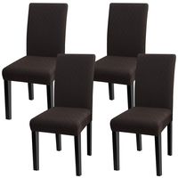 Fuloon 4 Pack Super Fit Stretch Removable Washable Short Dining Chair Protector Cover Seat Slipcover for Hotel,Dining Room,Ceremony,Banquet Wedding Party (Deep Coffee)