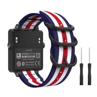 MoKo Watch Band for Garmin Vivoactive Acetate, Fine Woven Nylon Adjustable Replacement Strap for Garmin Vivoactive/Vivoactive Acetate Sports Smart Band - Blue & White & Red